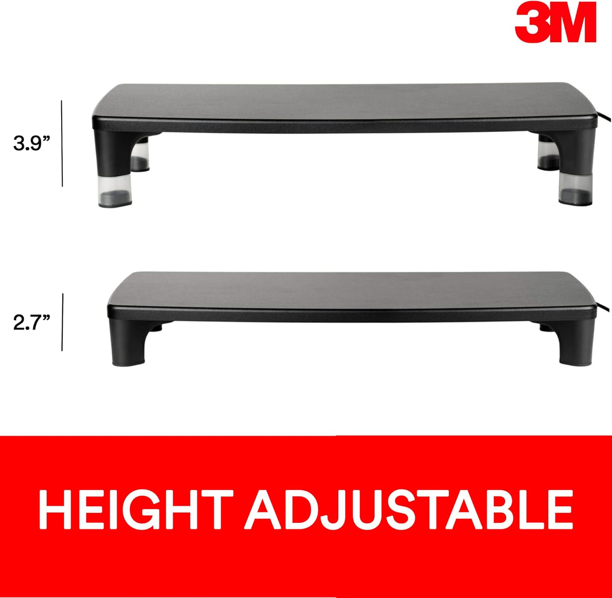 3M Monitor Computer Stand, 21.6 in x 9.4 in, 4 Port USB Hub