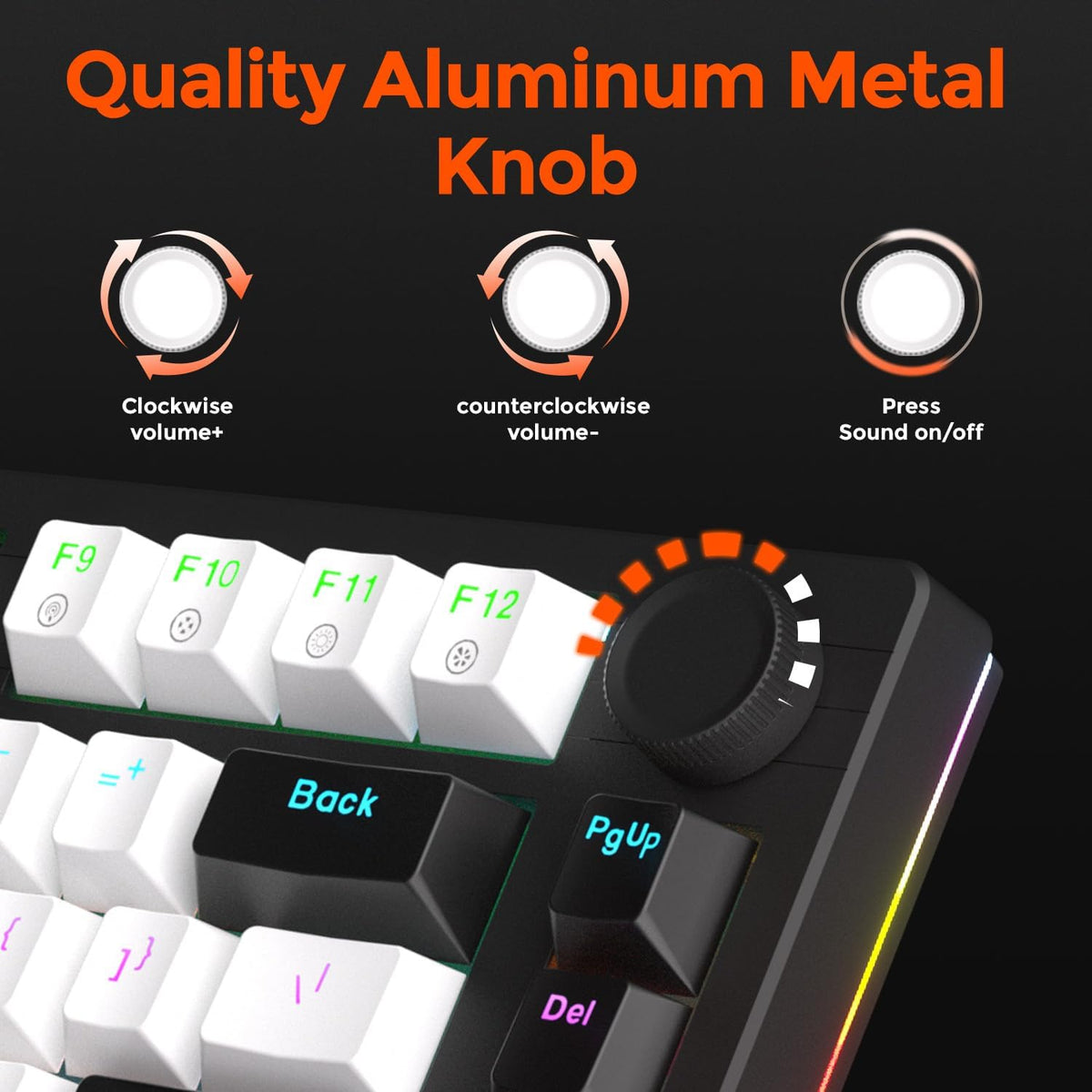 DAREU EK75 Wired Mechanical Keyboard,75% Keyboard with Volume Knob,Gasket Mount Mechanical Gaming Keyboards,81 Keys Rainbow Backlit,PBT Keycaps,Linear Dream Switch for PC Laptop Windows(Black-White)