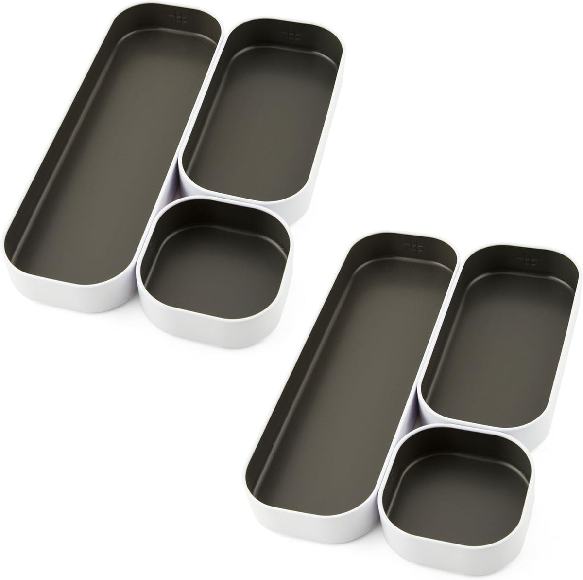Three by Three Seattle Metal Stacking Bins Drawer Organizer, 6-Pc (Gray)
