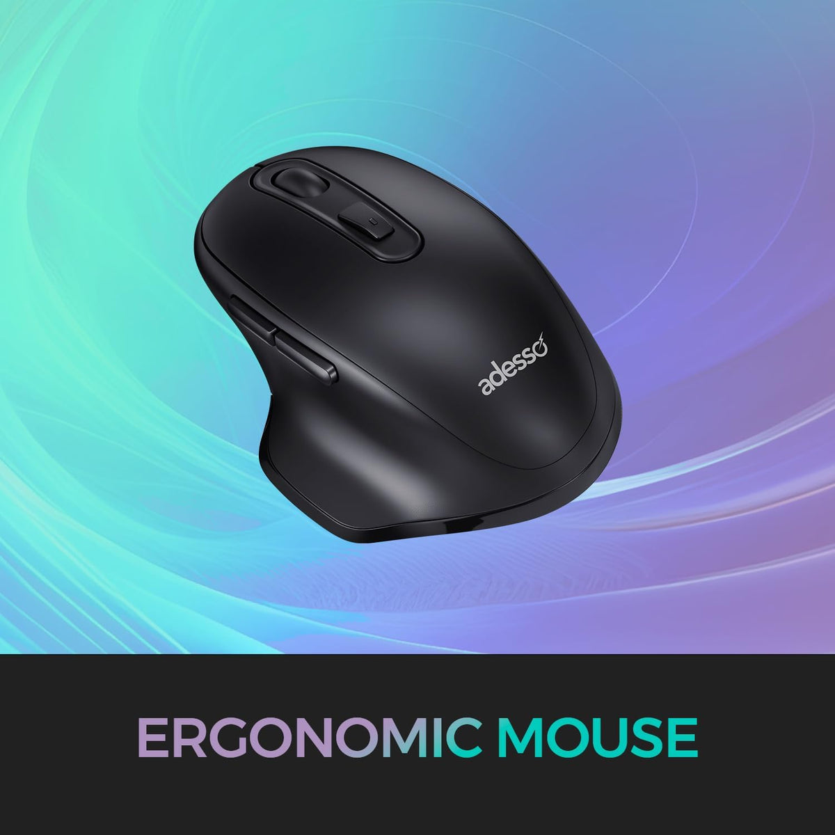 Adesso WKB-7500CB Wireless Ergonomic Keyboard and Mouse Combo, Black