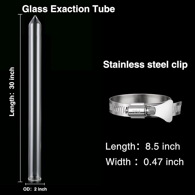 Chunful Glass Extractor Extraction Filter Tube 30" Long 50mm Diameter Thick and