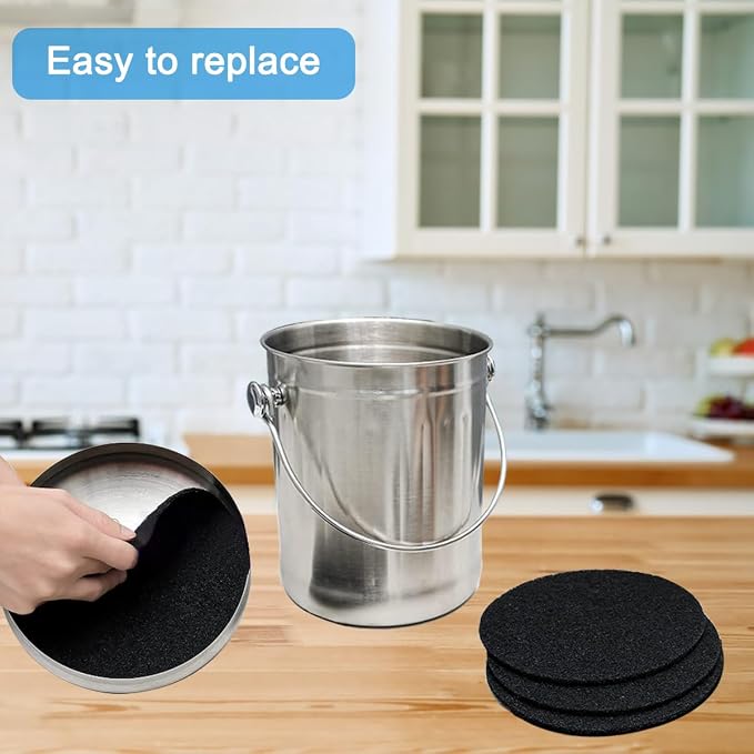 3 Pack Charcoal Filters for Compost Bucket, 6.7inch Compost Filter for