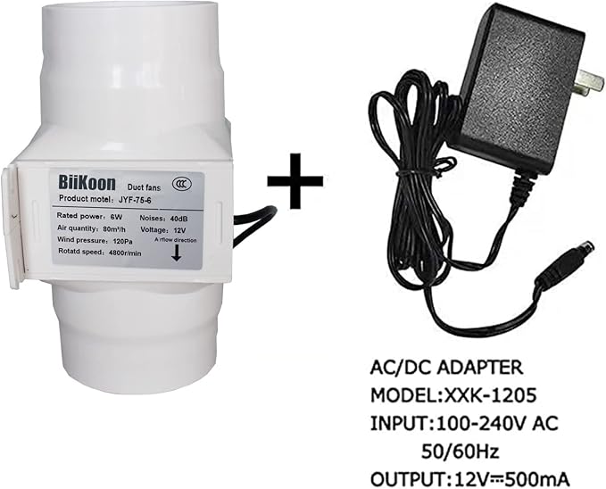 3 Inch Duct Fan Variable Inline Exhaust Blower 12V Extractor Fan 47Cfm Powerful