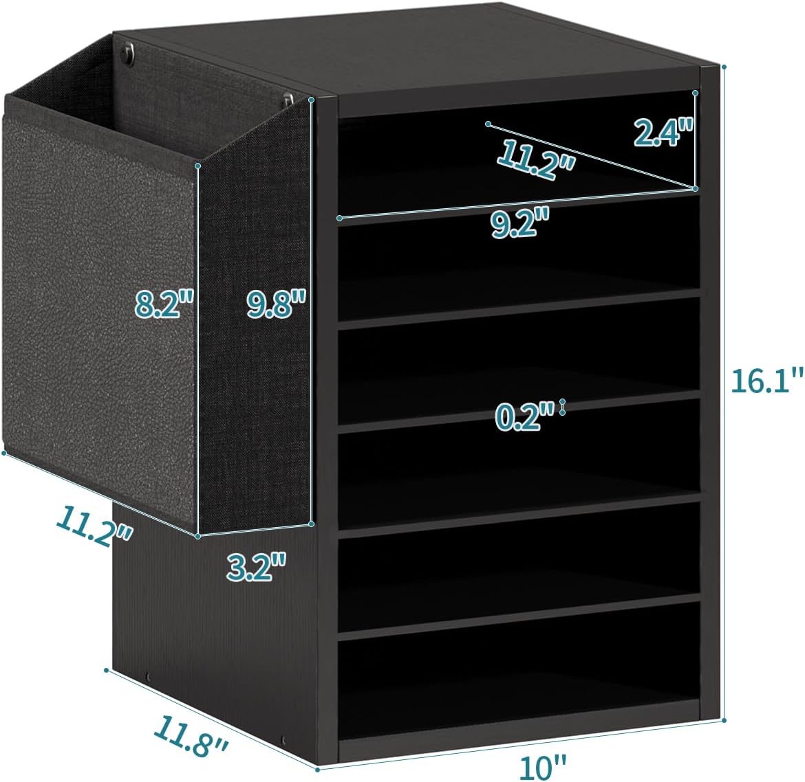 Unionly 6 Tier Adjustable Mail Sorter,Wood Paper Organizer for Class,Office