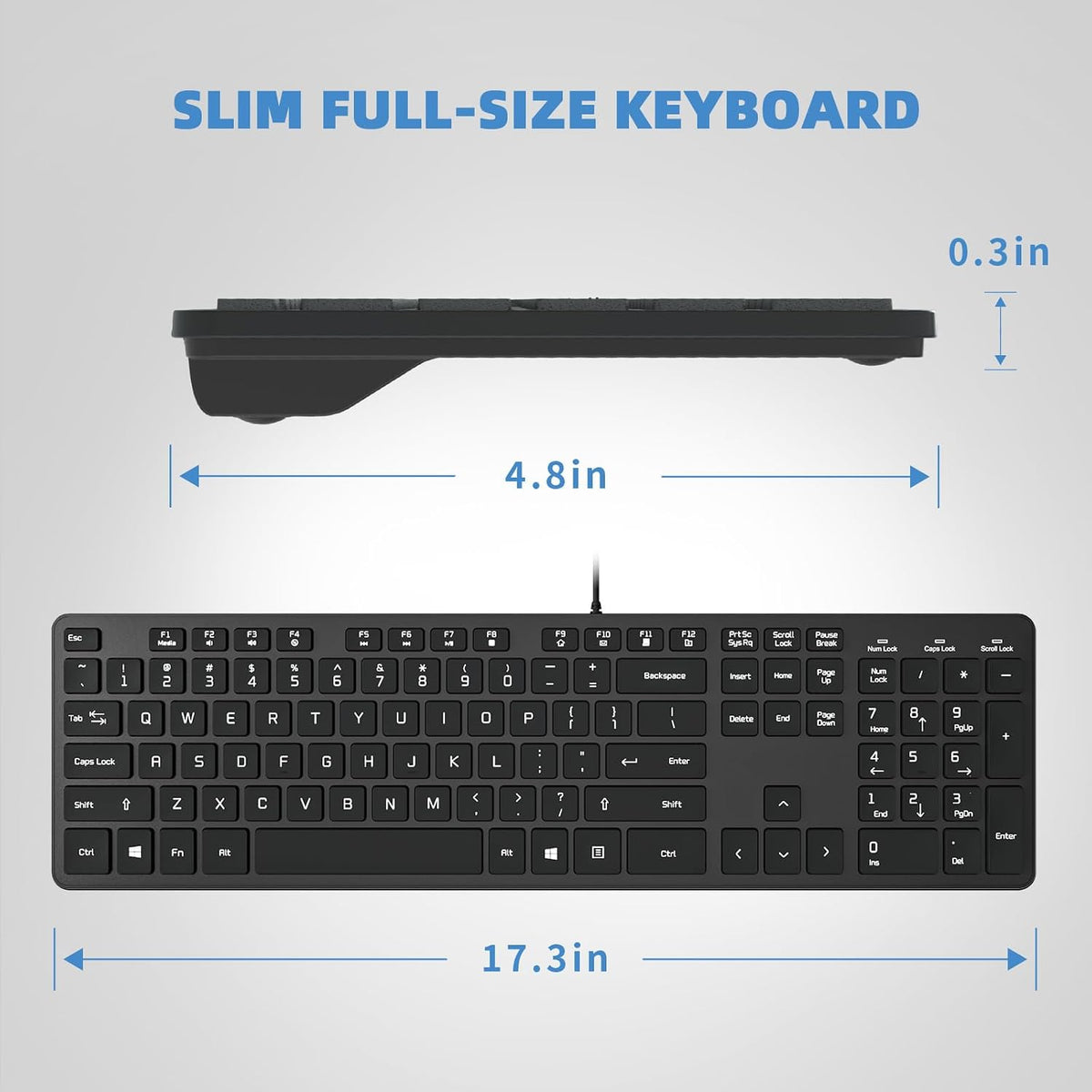 USB Wired Keyboard for Window,Comfortable Quiet Chocolate Keys, Durable Ultra-Slim Wired Computer Keyboard(QWERTY) for PC, Windows 11/10/8/7/XP/Vista KB1430