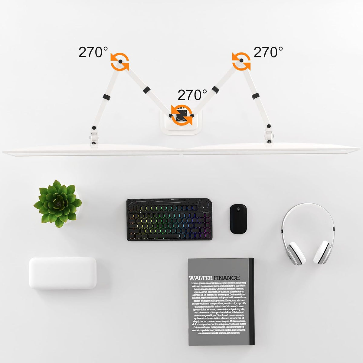 Pholiten Dual Monitor Stand for 2 Screens up to 38Inches, White