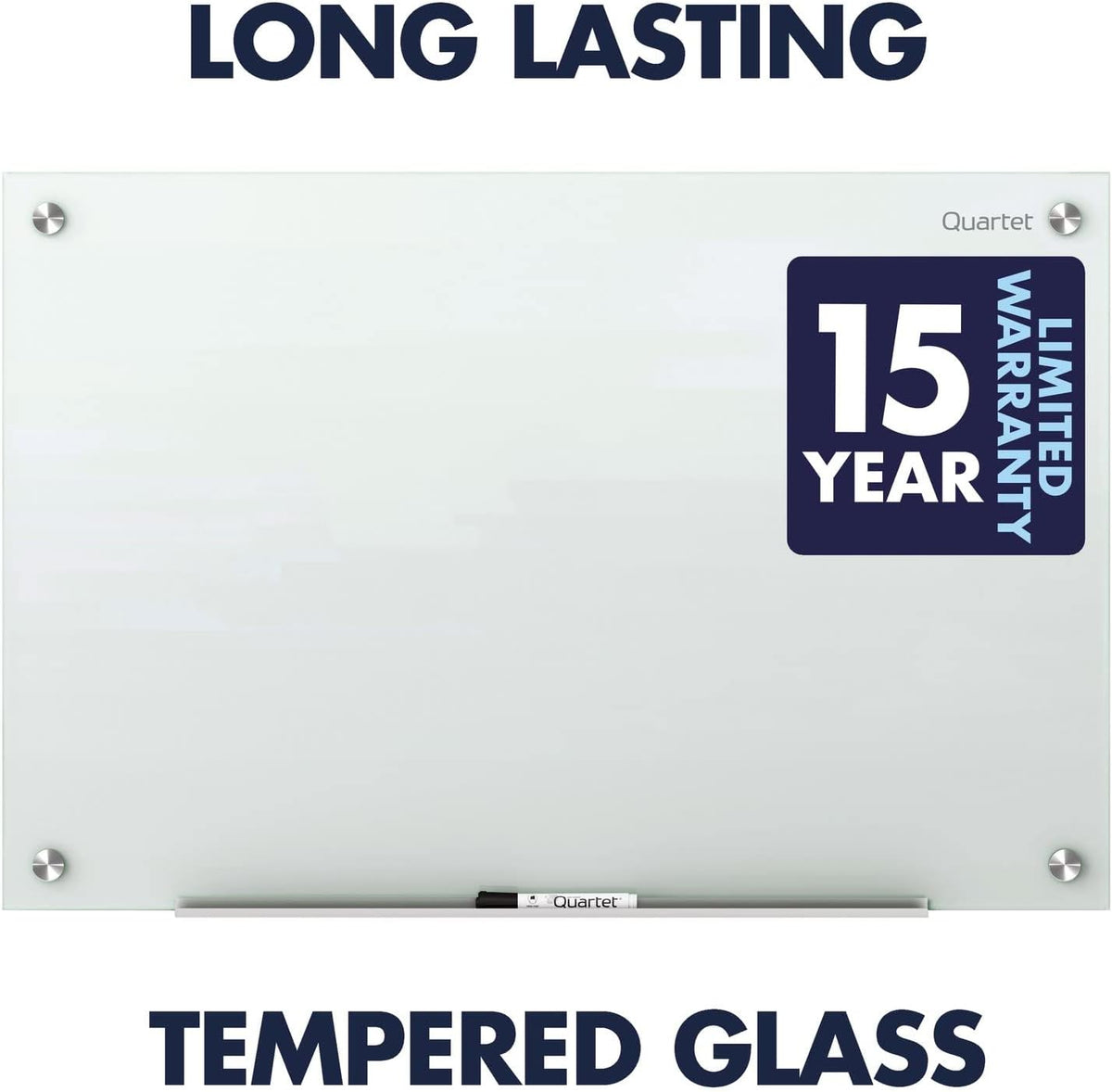 Quartet Whiteboard, Glass Dry Erase Board, Magnetic, 8' x 4', Infinity Frameless Mounting, White Surface, Accessory Tray, 1 Dry Erase Marker and 2 Glass Board Magnets (G9648W-A)