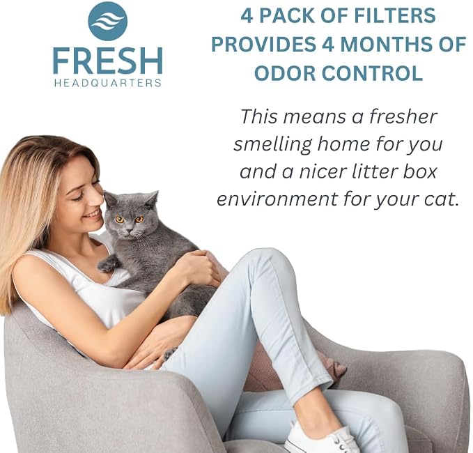 4-Pack Activated Carbon Filter for Cat Litter Box