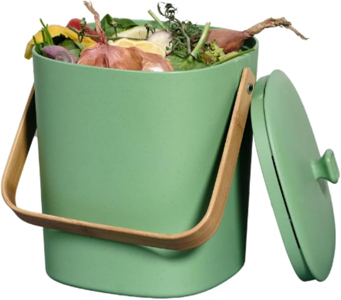 Bamboozle Countertop Compost Bin Kitchen | 1 Gallon | Odorless Composting Bin