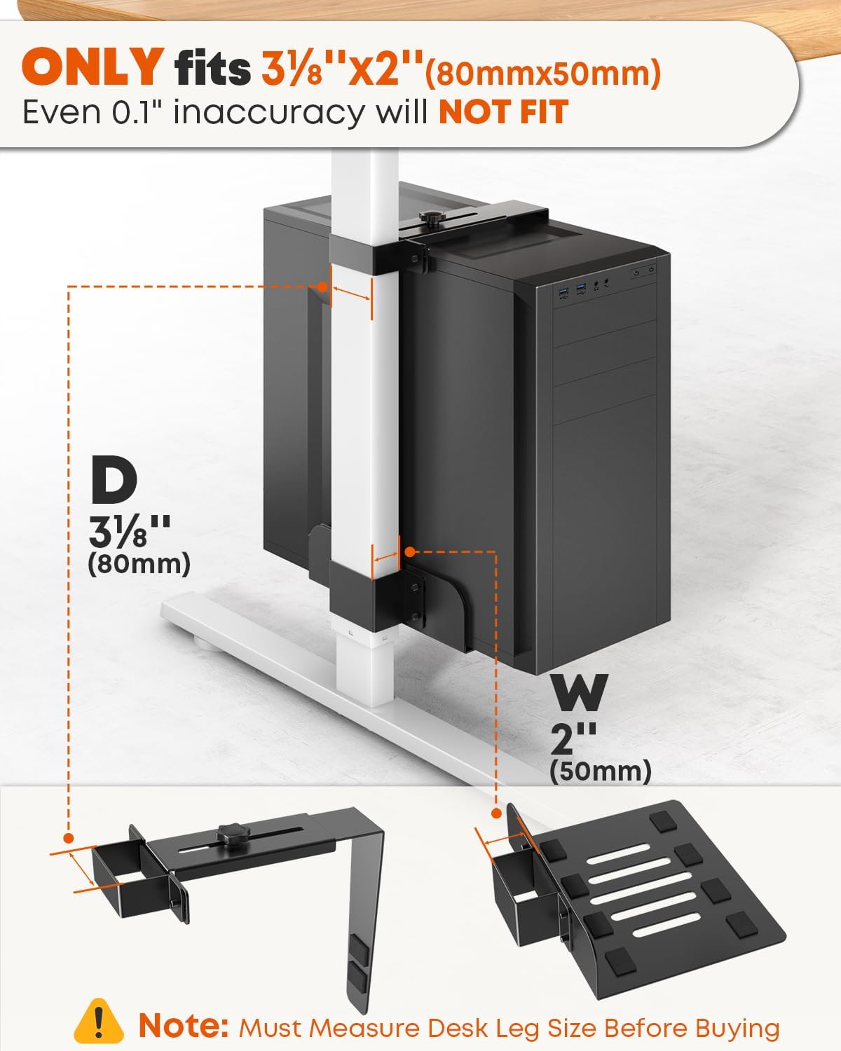 Under Desk PC Mount for Standing Desk, Clamp-On PC Holder