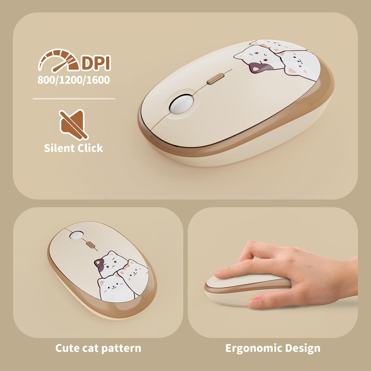 Wireless Keyboard and Mouse Combo, 2.4GHZ Typewriter Retro Full Size Keyboards, Cute Colorful Computer Keyboard and Wireless Mouse for Laptop/Desktop/Windows/PC (Milk Tea Colorful)