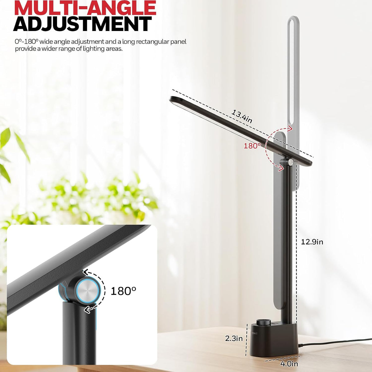 Honeywell LED Desk Lamp, Sunturalux™ Black Desk Lamps for Home Office USB