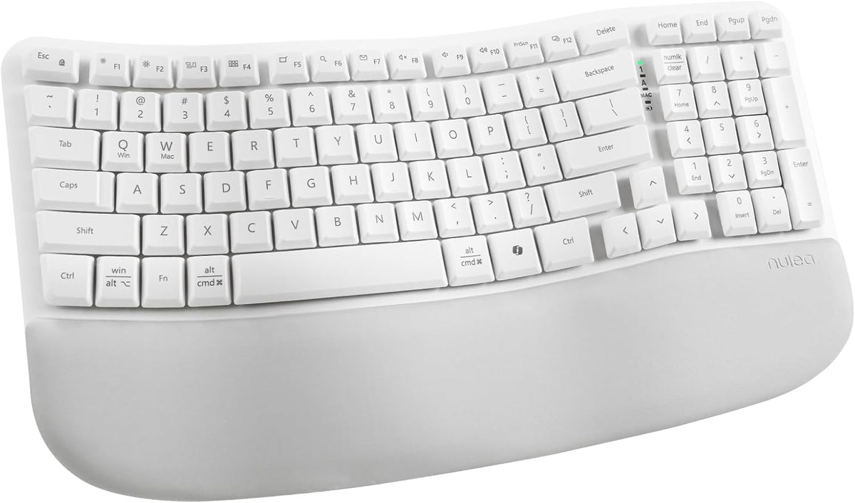 Nulea Wave Keys Ergonomic Keyboard Wireless with Cushioned Palm Rest