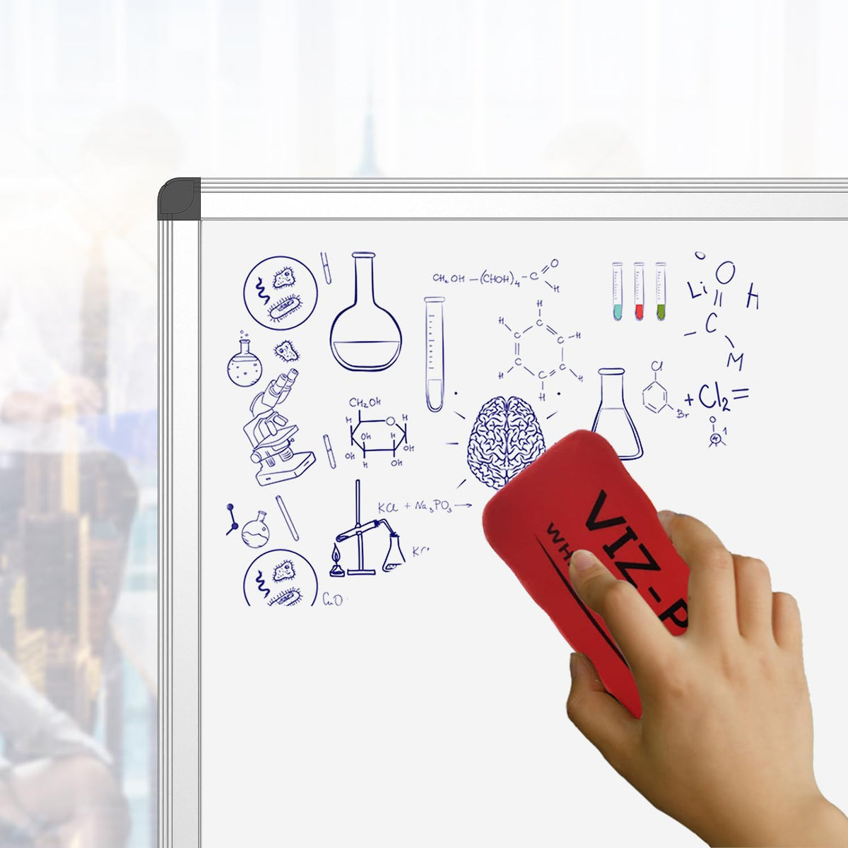 VIZ-PRO Magnetic Dry Erase Board, 48 X 24 Inches, Silver Aluminium Frame