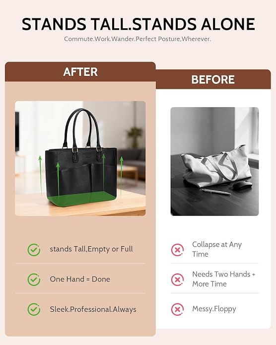Laptop Tote Bag for Women, Leather Work Tote