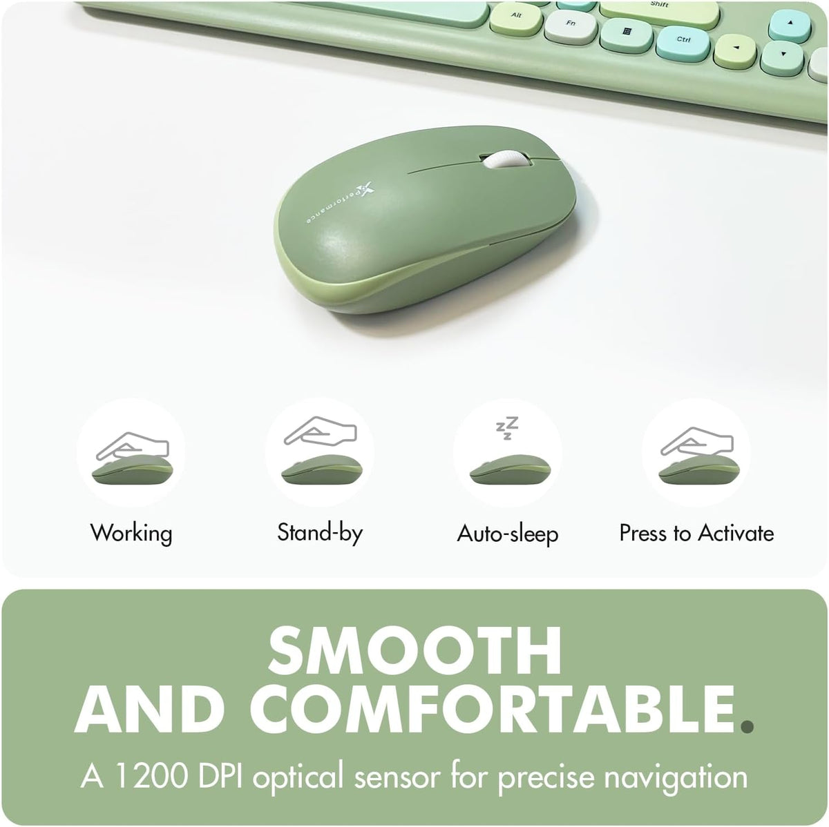 X9 Green Wireless Keyboard and Mouse Combo – 2.4G Retro Typewriter-Style Wireless Keyboard and Mouse Set, Colorful Bubble Keyboard for Aesthetic Workspaces