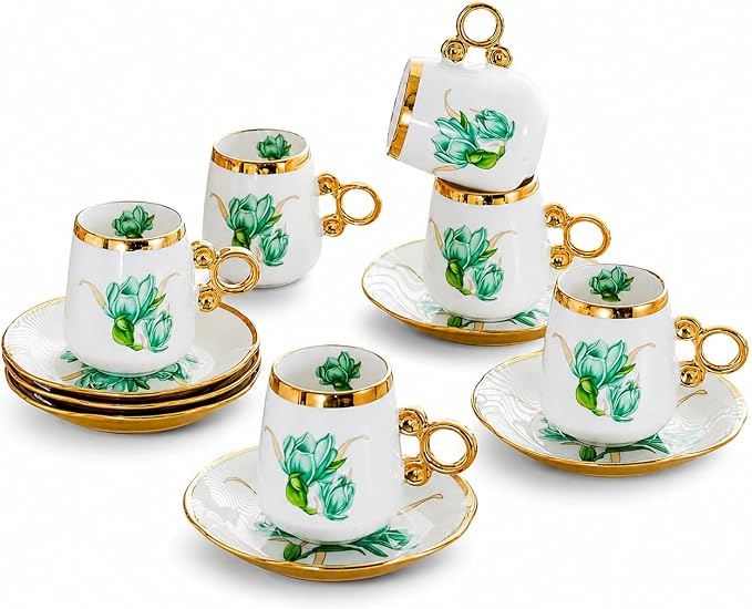 Porcelain Tea Cups and Saucers Set