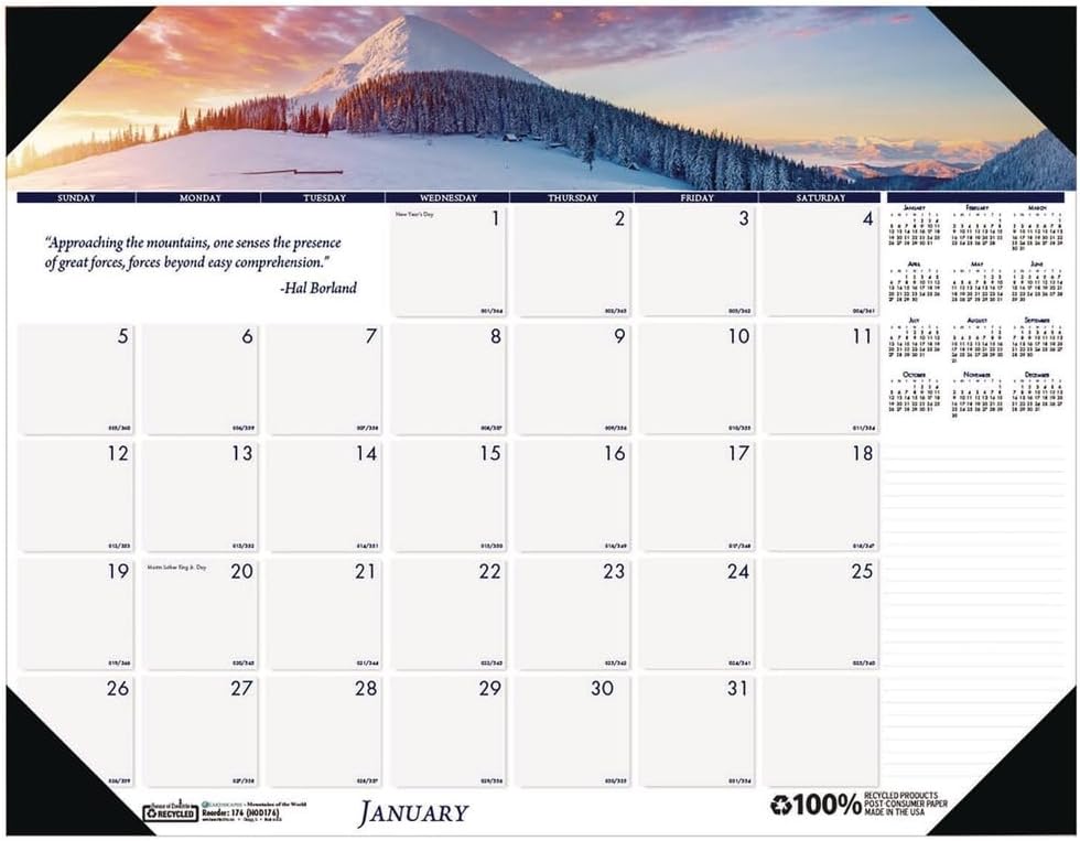 House of Doolittle 2026 Earthscapes Mountains 22" x 17" Monthly Desk Pad Calendar (176-26)