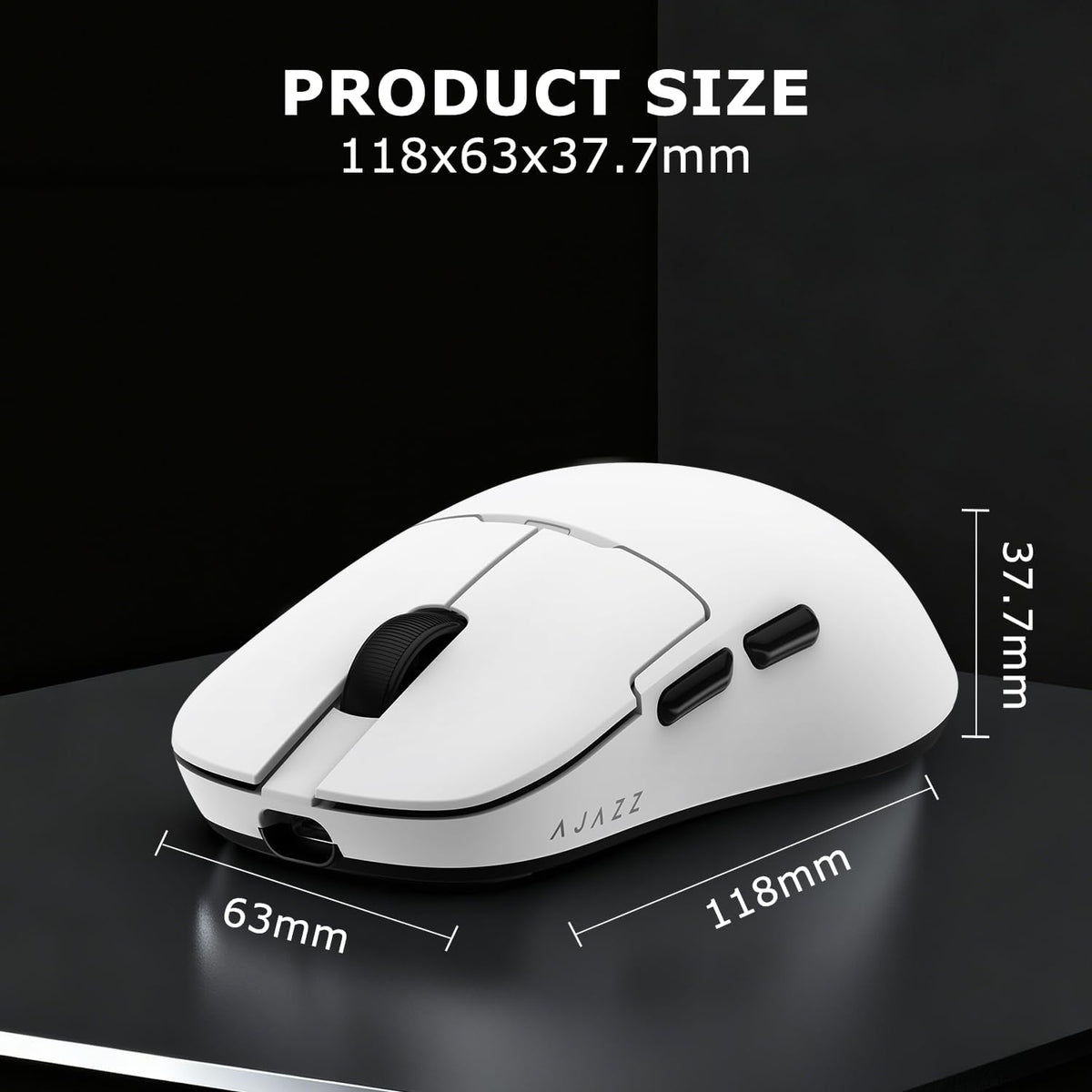 AJ159P MC Wireless Gaming Mouse, 12000 DPI, Tri-Mode 2.4G/Bluetooth/Wired, Magnetic RGB Charging Dock, 56g Ultra-Light, Programmable 6 Buttons - Perfect for Gaming, Work & Travel (White)