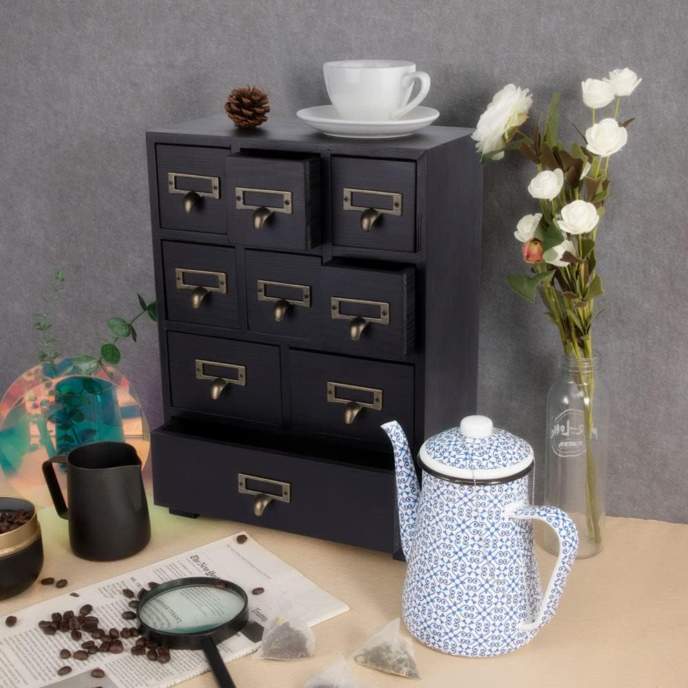 Apothecary Drawers Apothecary Cabinet with Drawers, Black