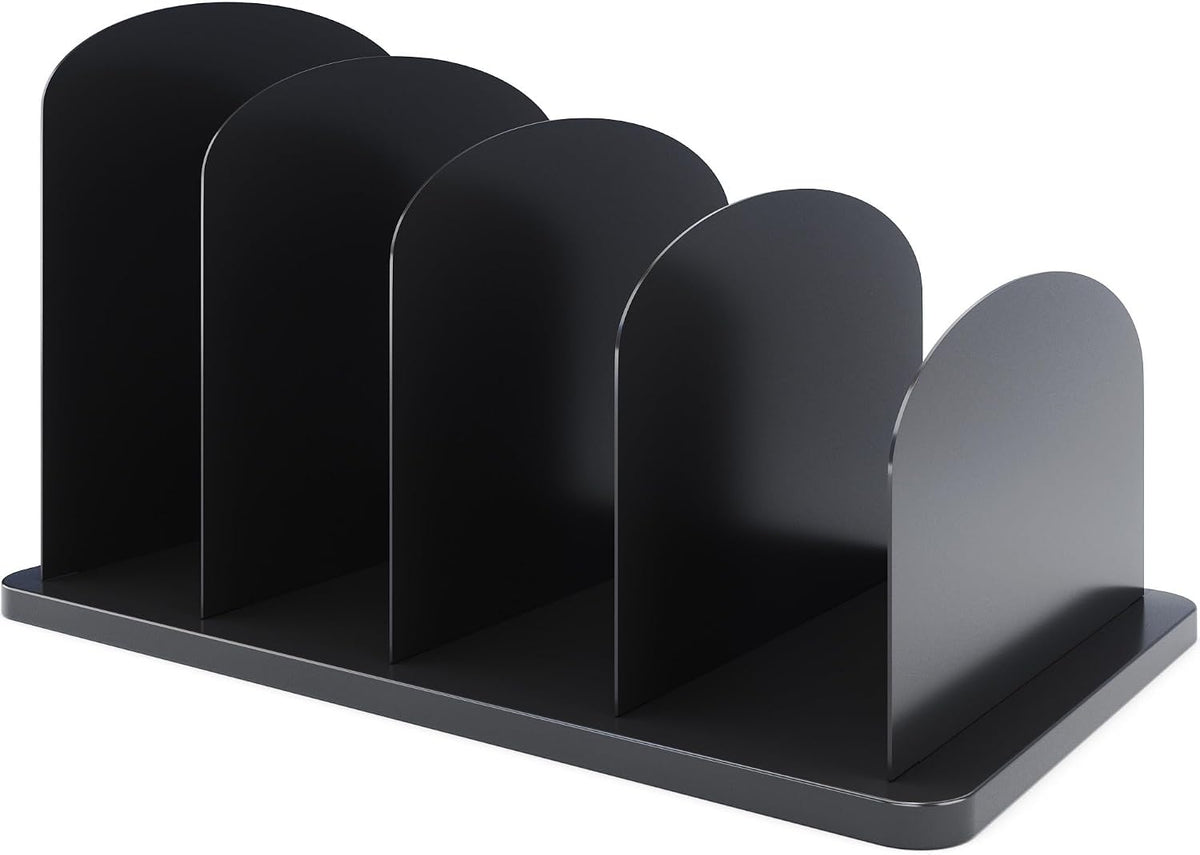 CraftSaints Vertical File Organizer for Desk, 4 Sections, Desktop Organizer File Sorter Office Organization File Holder for Home, Office & Classroom (Solid)