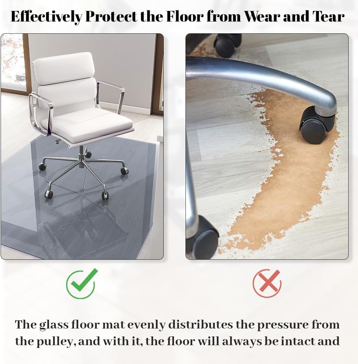 [Tempered Glass] 54" x 72" Glass Office Chair Mat for Carpet
