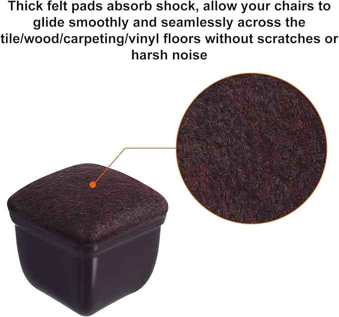 Ezprotekt 24 Pcs Square Chair Leg Floor Protectors
