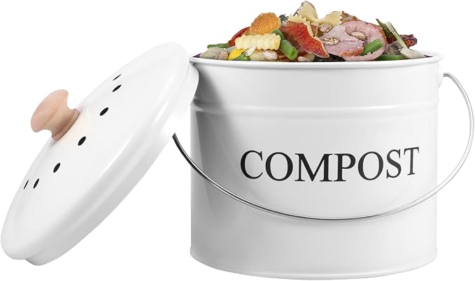 Kitchen Compost Bin 0.8 Gallon Metal Countertop Compost Bin