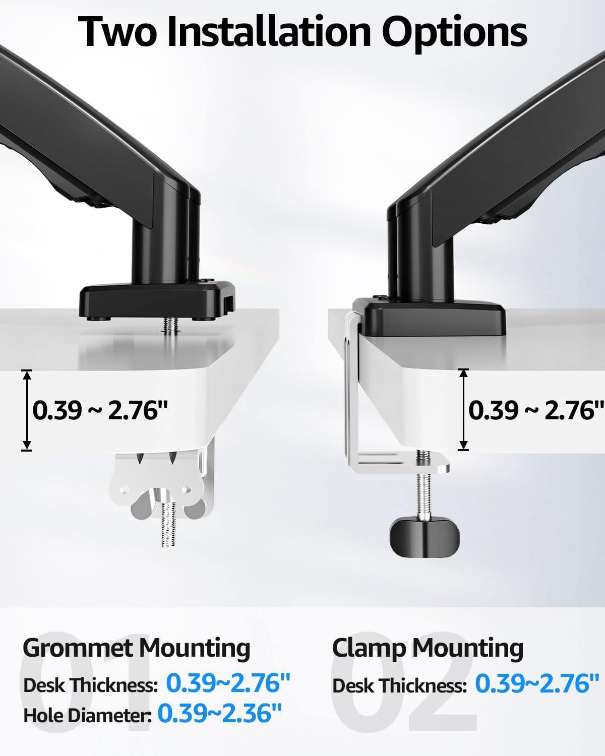 Dual Monitor Stand fits up to 32 inch, 4.4-19.8 lbs Computer Screens, Dual Monitor Desk Mount Height Adjustable, Monitor Arms for 2 Monitors, Home Office VESA Mounts, Freelift Black