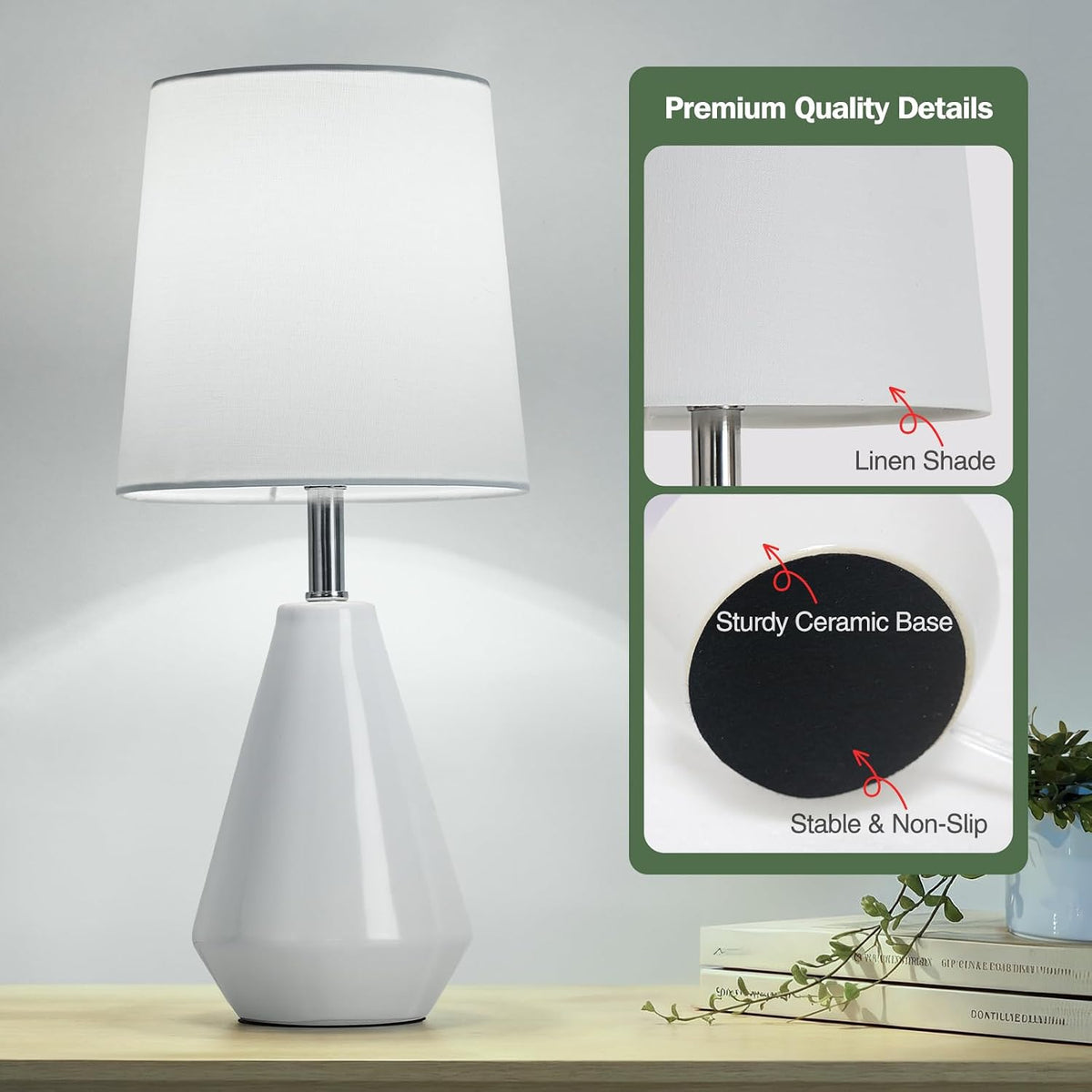 bdayanx15.5" Small Table Lamp Set of 2, 3 ColorTemperatures for Bedroom