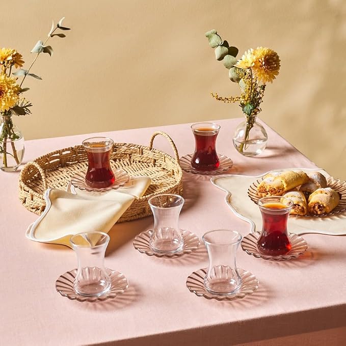 Karaca Luna 12-Piece Turkish Tea Cups