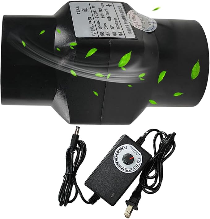 2 Inch Inline Duct Fan 12V 22 Cfm Ventilation Fan Variable Speed HVAC Blower