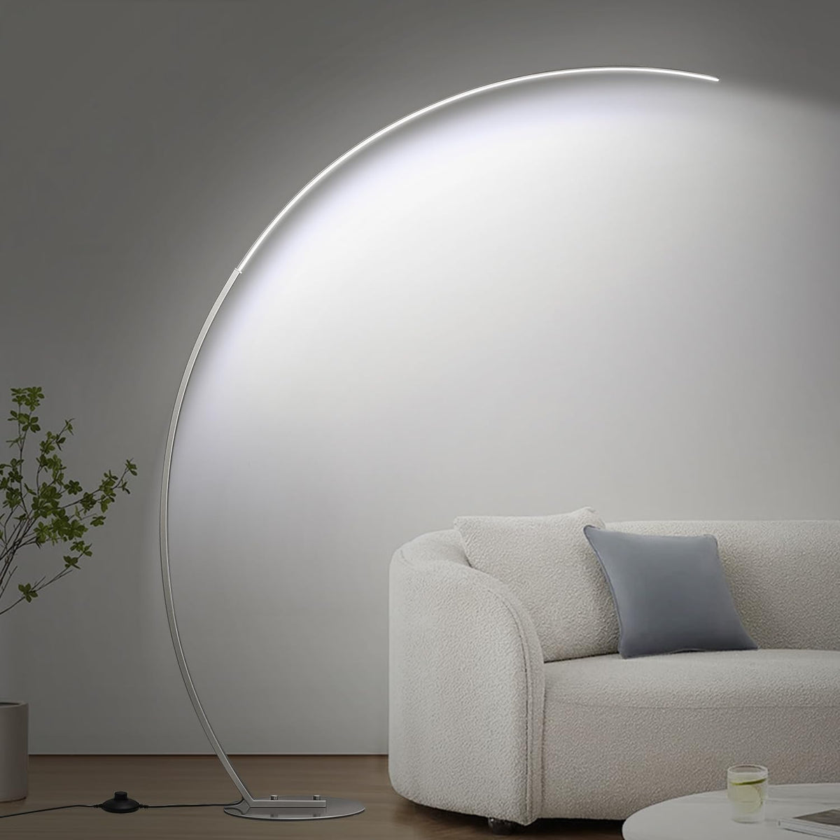 Dimmable LED Floor Lamp with 3 Color Temperatures, Ultra Bright 2000LM Brushed Nickel Arc Floor Lamps for Living Room, Modern Tall Lamp with Remote Control Reading Floor Lamp for Bedroom Office