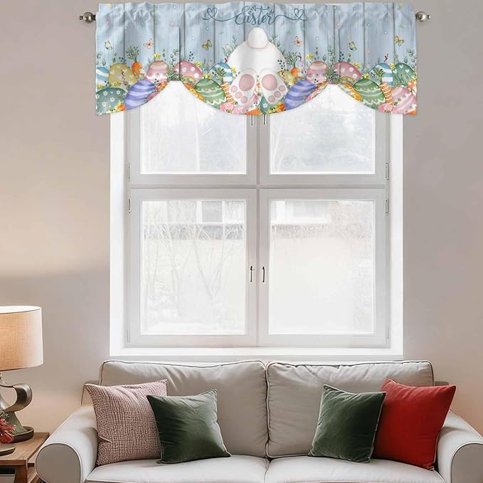 Spring Easter Tie Up Valance Curtains