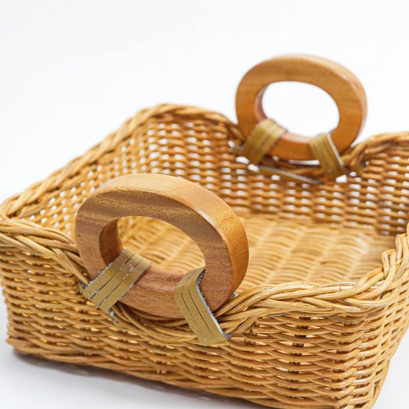 The Basket Lady Fancy Wicker Napkin Basket, Sandstone - dinner-sized