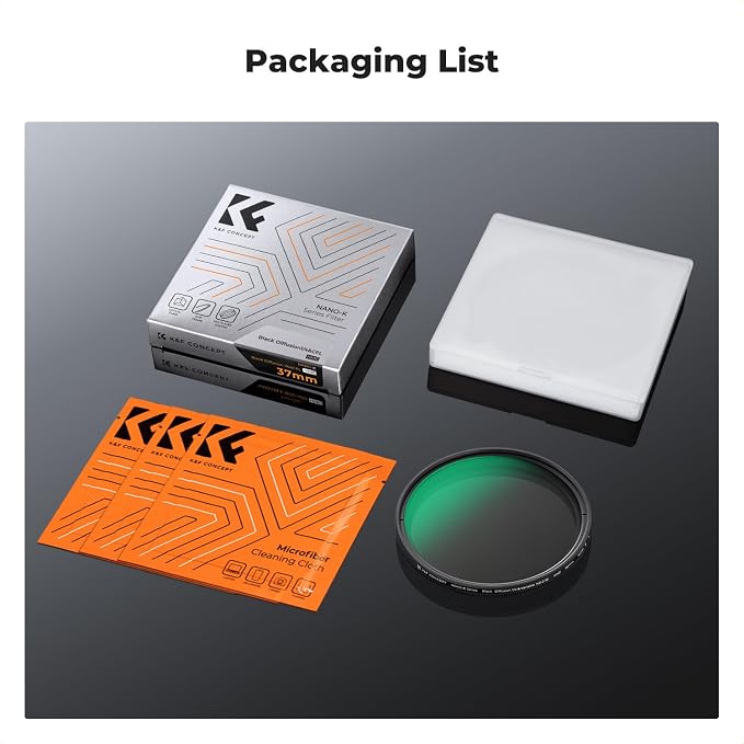 K&F CONCEPT 62mm Black Diffusion Mist 1/4 & Variable ND2-32 in-1 Filter