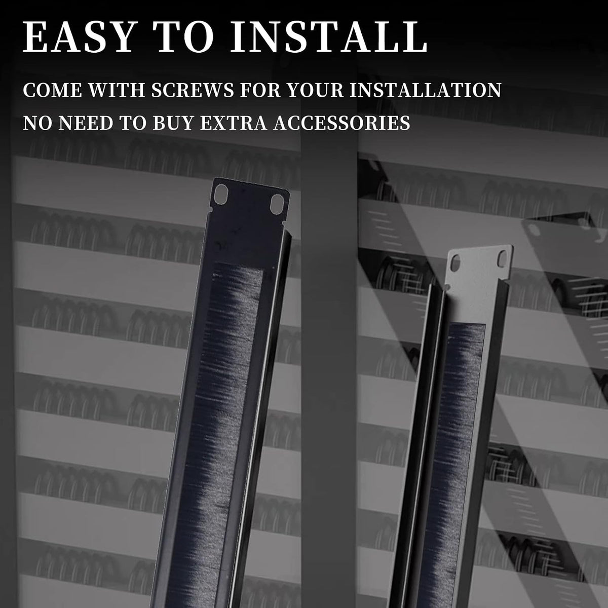 1U Brush Panel Disassembled Rack Mount Cable Management Panel, Horizontal Grommet Strip Server Rack for 19 Inch Rack or Network Cabinet-5Pack (1U-5PACKS)