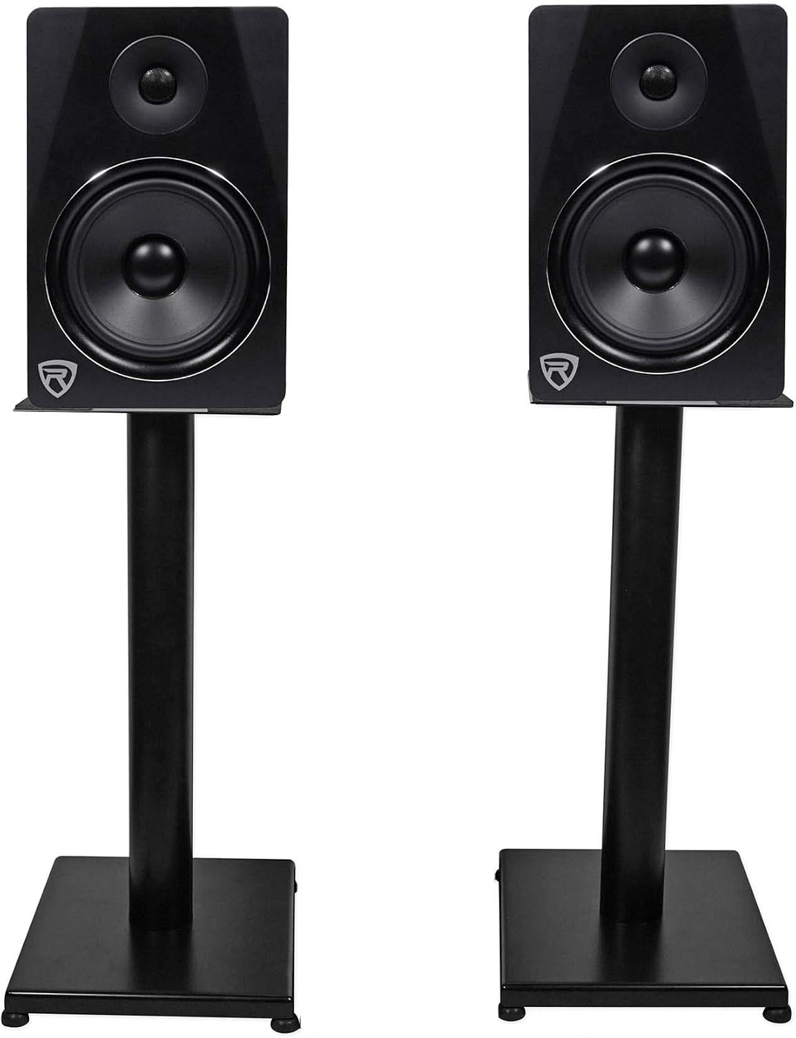 Rockville RS21B V2 Pair 21" Steel Bookshelf Speaker/Monitor Stands, Black