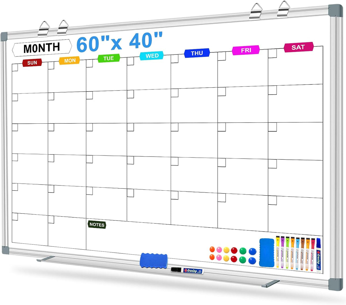 Big Magnetic Calendar Whiteboard for Wall, 60 X 40 Inch