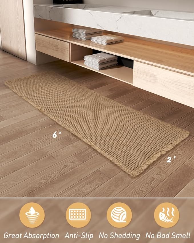 Upgraded Waffle Runner Rug, Super Absorbent Non Slip Bath Mats