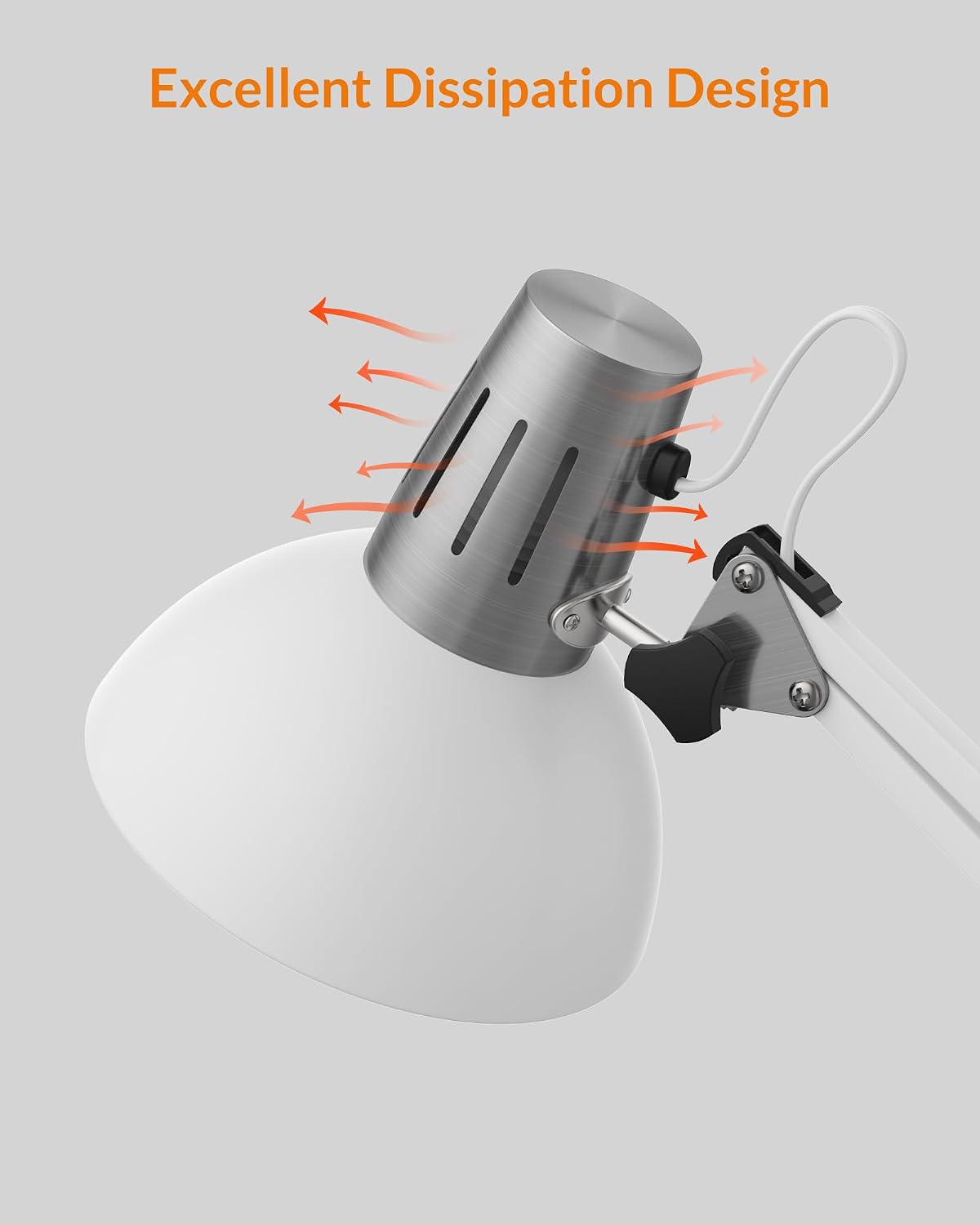 LEPOWER Metal Adjustable Desk Lamp with Clamp, Swing Arm for Home Office