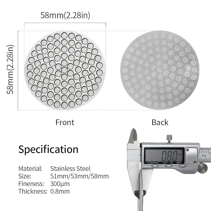 watchget 58.35mm Espresso Puck Screen Reusable Mesh Coffee Filter 0.8mm