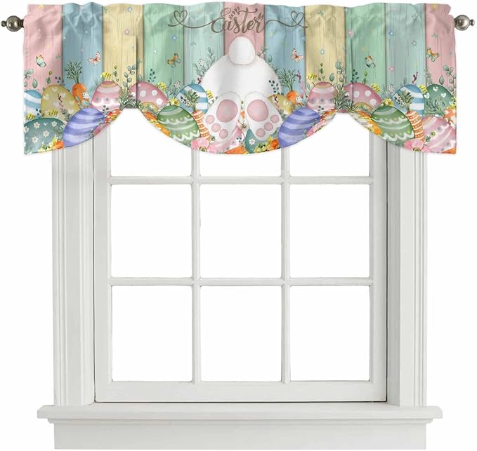Easter Tie Up Valance Curtains for Windows, Kitchen Curtains Window Shades