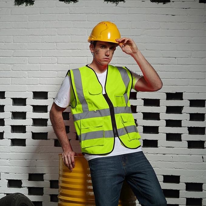 BeautyWill Safety Vest 10 Pack Customize Logo Class 2 High Visibility Reflective Vest with 5 Pockets Construction Security Work Vest ANSI/ISEA Standards