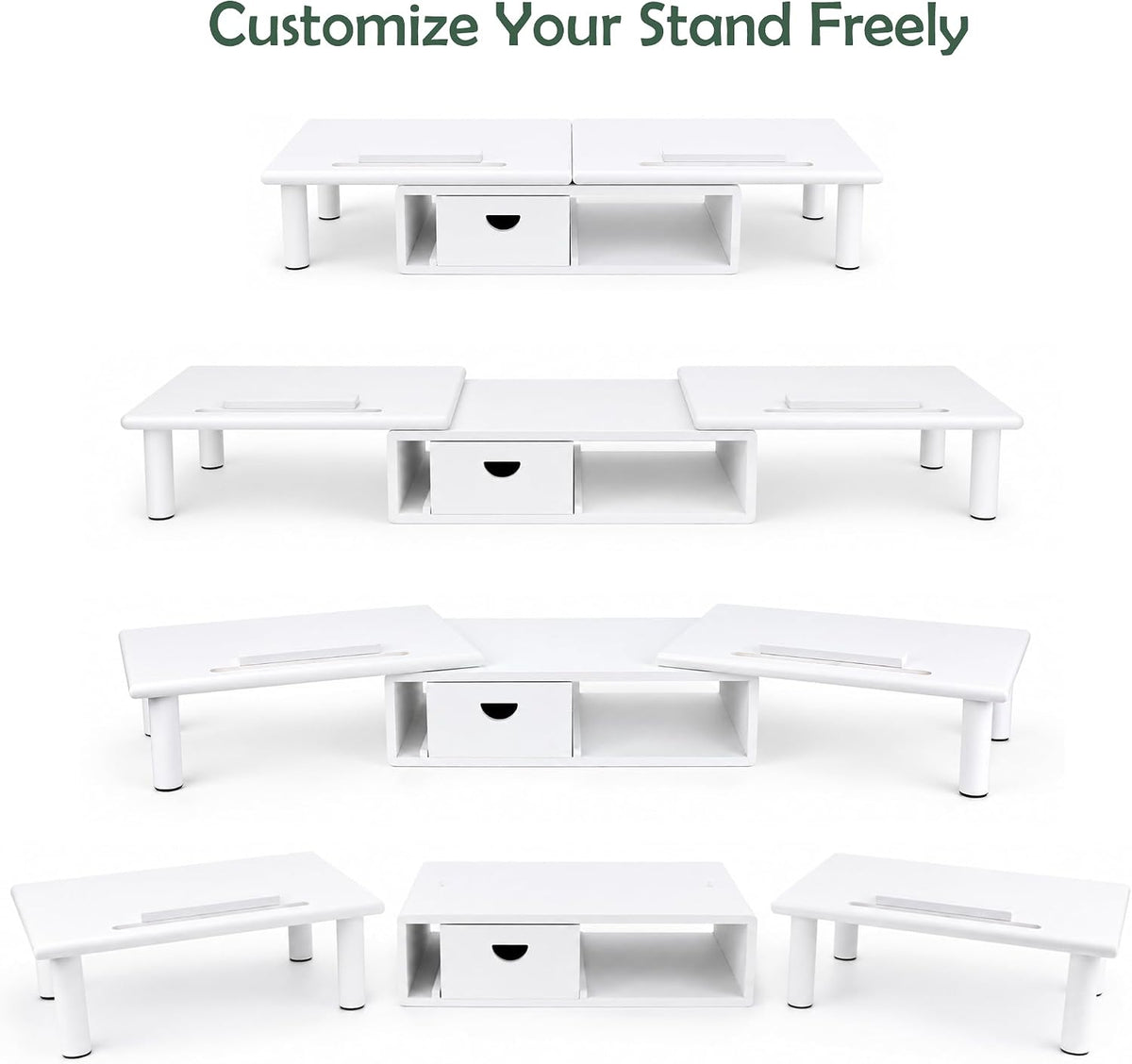 Dual Monitor Stand Riser with Drawer for Desk Laptop