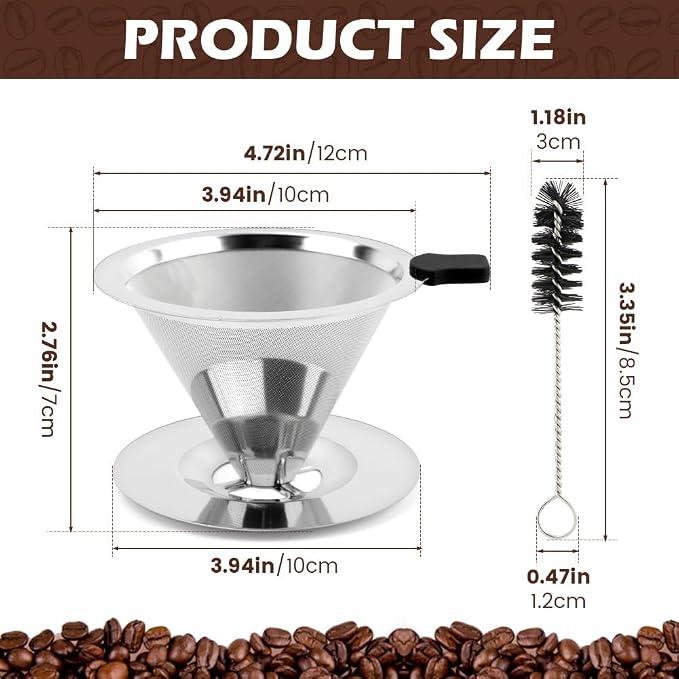 Pour Over Coffee Dripper Paperless Reusable Coffee Filter Pour Over Coffee