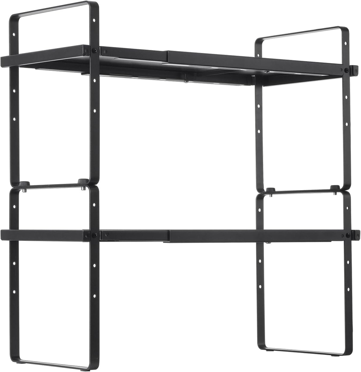 VEVOR Adjustable Kitchen Cabinet Shelf Organizer, Expandable 2 Tier Cabinet Shelf, Stackable Countertop Organizers and Storage Risers, Pantry for Kitchen Bathroom Office, Black
