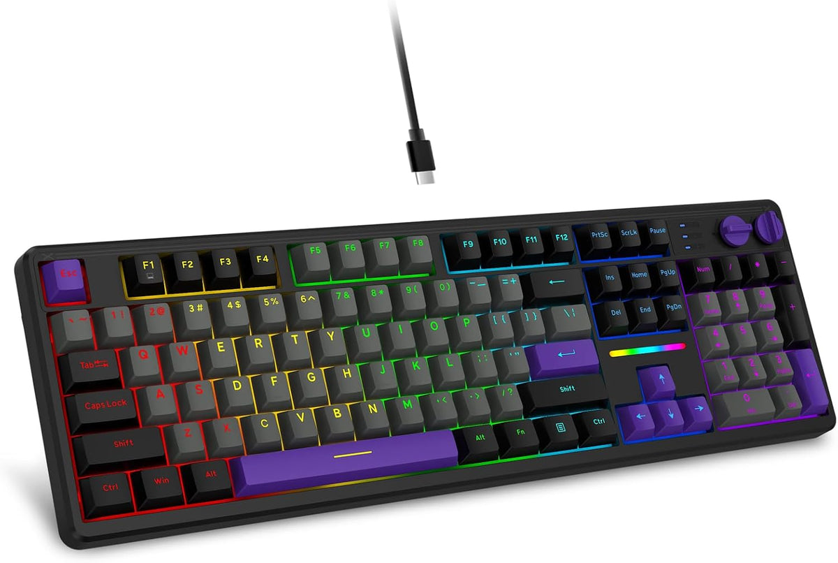 E-YOOSO Wired Creamy Mechanical Keyboard, Led Backlit for PC/Mac, Black