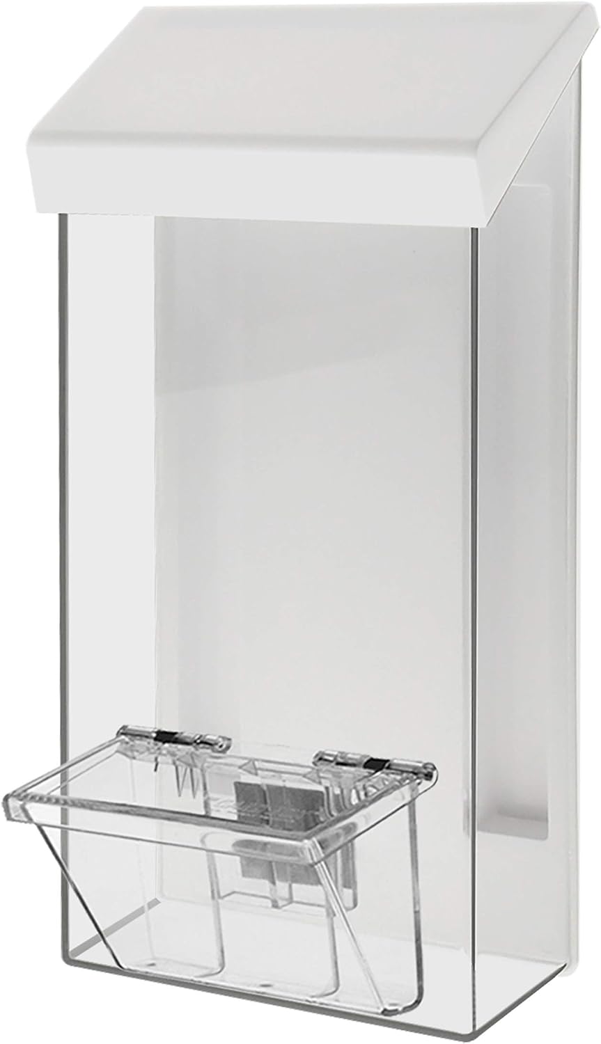 Marketing Holders Outdoor Brochure Holder for 4" x 9" Rack Cards and 3.5" x 2" with White Lid Wall Mount Outside Bin Business Cards Signs or Real Estate Box for Literature Clear Acrylic