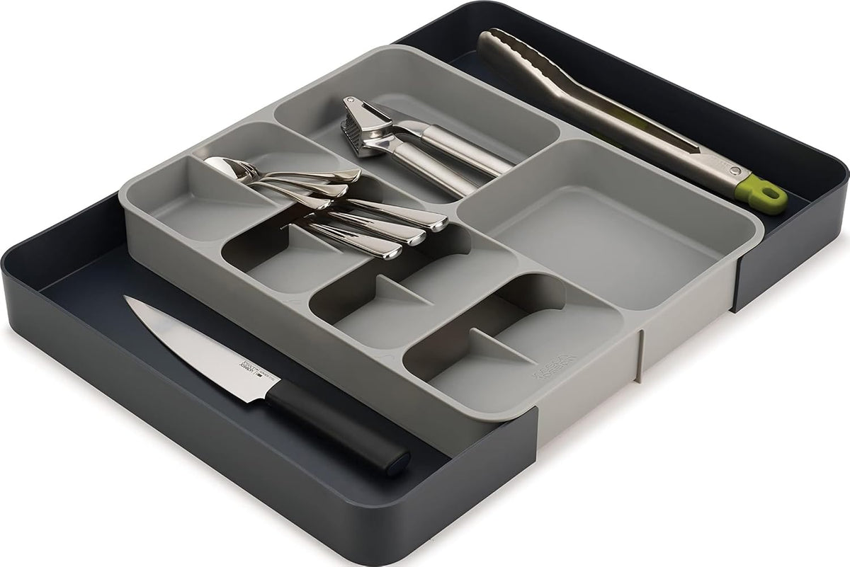 Joseph Joseph DrawerStore Expanding Flatware Cutlery, Utensil & Gadgets Organiser, Expandable in Drawer Space Saving Tray- Grey